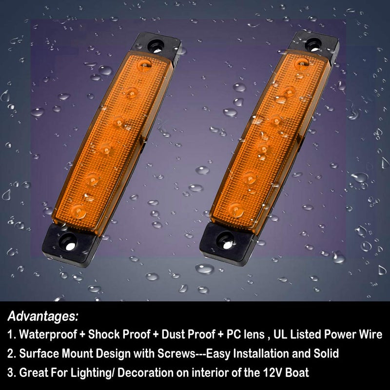 Shangyuan Marine Strip Lights - 6PCS Boat Interior Led Lights, White & Yellow, 12V - Image 4